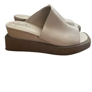 Naked Feet Women's Infinity wedge Platform Sandlas Gray Leather size 6.5